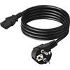 Urcianow Cavo di Prolunga per Apparecchi Freddi da 2M con Connettore Maschio Europeo Angolato a 90° e Femmina C13 3x0,75 mm² Guaina in PVC Nero Adatto per Computer Stampanti e Dispositivi Similari