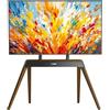 UNHO Supporto TV da Pavimento per TV da 40-86 Pollici: Porta TV da Terra con Gambe in Legno di massiccio, Regolabile in Altezza, Peso Max 50kg Max VESA 600x400mm