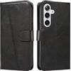 NEXCURIO Custodia a portafoglio per Samsung Galaxy S25 5G, con scomparto per carte di credito, in pelle, colore: nero