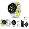 Garmin Forerunner 970 - Smartwatch da corsa, con GPS e fitness per uomo e donna, in titanio con cassa in pietra bianca e banda gialla con amplificatore traslucido e P-Bank + altro