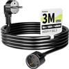 Vickwire Cavo di prolunga 3 m con contatto di protezione, prolunga Schuko 16 A/250 V, nero, H05VV-F 3G1,5 mm²