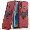 MaiJin LuluMain Compatibile con Huawei P30 Lite Core Cover, Custodia Armor Anello Cavalletto (Funziona con Il Supporto Magnetico per Auto) Case Paraurti per Huawei P30 Lite, Nova 4E (Rosso)
