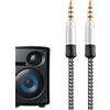 Fmzrbnih Cavo audio da 3,5 mm - Cavo ausiliario Jack maschio maschio cavo per cuffie portatili | Cavo audio per auto intrecciato in nylon da 1,5 m 3 m 3,5 mm, cavo di presa telefonica per altoparlante e