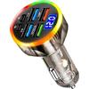 Generic Caricabatteria Da Auto USB - Adattatore Per Caricabatteria Da Auto, Adattatore Per Caricabatteria Da Auto Veloce | Caricabatteria Da Auto A Ricarica Rapida USB A 6 Porte, Display Di Tensione A LED Ada