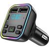 Genérico Trasmettitore FM Mp3 per auto - Trasmettitore FM con caricatore USB | Luci trasmettitore wireless 5.0 FM | Radio wireless con lettore MP3 per auto - Ricevitore tipo C PD 20 W e QC 3.0 per ricarica