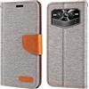 Shantime Custodia Flip in Tessuto Oxford e Pelle PU Compatibile con Doogee V Max Pro, Cover Protettiva con Chiusura Magnetica e Tasche per Carte (Grigio)