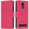 Shantime Custodia Portafoglio in Pelle Compatibile con SPC Zeus 4G Pro, Cover Colorata Flip con Portacarte, Chiusura Magnetica Protettiva(Rosso Rosa)