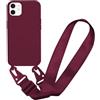 MBSLFY Cover Cordino per iPhone 12 Mini Custodia con tracolla, Regolabile Cellulare con Collana TPU Corda Silicone con Practical Stylish Custodia telefono - Rosso