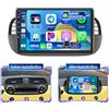 Hikity 4G+64G Autoradio Android 15 per Fiat 500 2007-2015 con Touch Screen da 9 pollici, Stereo 2 DIN con Wireless Carplay Android Auto Radio FM/RDS BT GPS WiFi SWC Mirror Link + Telecamera+MIC