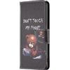 AIFILLE Custodia a Libro in Pelle PU per Xiaomi Redmi Note 12 PRO 5G Nero Flip Smart con Carta di Credito Funzione di Appoggio Modello Don't Touch My Phone Orso Marrone Animali Cover Protettiva