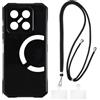 Shantime Custodia e Tracolla Compatibile con Doogee Blade GT Play Cover per Telefono e Cinturino da Collo Regolabile con Fibbie in Metallo e 2 Patch(Nero + Nero)