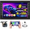 Inefala [8Core 6G+128G] Inefala Autoradio per VW Golf Passat Tiguan Polo Caddy Skoda Seat, 7 Schermo Stereo Auto Bluetooth con CarPlay Wireless Android Auto GPS WiFi RDS/FM SWC Mic Retrocamera