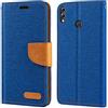 Shantime Custodia in pelle intrecciata per Honor View 10 Lite - Blu