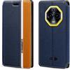 Shantime Custodia Flip in a Righe Classiche Compatibile con Ulefone Armor Mini 20 4G, Chiusura Magnetica Invisibile e Slot Carta, Design a Contrasto(Blu)