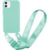 MBSLFY Cover Cordino per iPhone 11 Custodia con tracolla, Regolabile Cellulare con Collana TPU Corda Silicone con Practical Stylish Custodia telefono - Menta verde