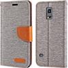Shantime Custodia Portafoglio Flip in Tessuto Oxford Compatibile con Samsung Galaxy S5 Mini, Cover Protettiva Magnetica con Slot Carte e Supporto(Grigio)