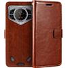 Shantime Custodia in Pelle Compatibile con Doogee S200, Design Business Flip Magnetico, 3 Slot Carte, Porta Foto e Tasca Nascosta(Marrone)