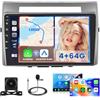 Hikity 4G+64G Autoradio Android 15 per Toyota Corolla Verso 2004-2009 Stereo Auto 2 Din Wireless Carplay Android Auto 9 Pollici Touchscreen con GPS WiFi Radio FM/RDS 32EQ BT Camera MIC