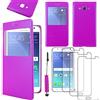 ebestStar - Cover Compatibile con Samsung J7 Galaxy SM-J700F J700H (2015) Custodia Portafoglio Protezione Libro Flip con Finestra View + Mini Penna +3 Pellicole plastica, Viola