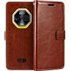 Shantime Custodia in Pelle Compatibile con Ulefone Armor Mini 20T Pro, Design Business Flip Magnetico, 3 Slot Carte, Porta Foto e Tasca Nascosta(Marrone)