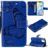 ShuiSu Custodia a portafoglio in pelle vegana per Apple iPhone 12 Mini, custodia protettiva a portafoglio con bella farfalla in rilievo, chiusura magnetica, funzione cavalletto, tasche per carte di