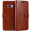 Shantime Custodia in Pelle Compatibile con Samsung Galaxy S8 Plus, Design Business Flip Magnetico, 3 Slot Carte, Porta Foto e Tasca Nascosta(Marrone)