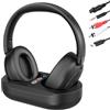 Boannice Cuffie Bluetooth per TV con Base di Ricarica e Trasmettitore 2.4G, 50 Ore di Autonomia/27ms di Ritardo Ultra Basso, Ingressi Fibra Ottica/RCA/AUX/Type-C, Ausilio Acustico per Anziani