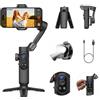AOCHUAN Stabilizzatore per smartphone, con ricarica wireless, per iPhone 15 Pro Max/Android, pieghevole, a 3 assi, per registrazione video e tracciamento del viso - Smart X Pro