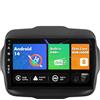 BXLIYER SXAUTO『Built-in DAB』Android 14 IPS Autoradio Per Jeep Renegade (2015-2018) - Senza fili CarPlay/Android Auto - 4G+64G - Camera + MIC - Fast-boot Volante 360-CAM Dual-Band WIFI DSP - 2 Din 9 Pollici