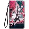 YKTO Nokia G22 Dipinto Flip Portafoglio Custodia PU Pelle Cover Libretto Magnetico Protettiva Supporto di Stand Built in Card Slot Case TPU Bumper per Nokia G22,Ponte della Torre dei Fiori Rosa