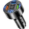 Generic Caricabatteria da auto veloce | Multi-Ports 3USB+2PD Caricabatteria da auto, 100W 3USB+2PD Caricabatteria da auto, Tipo C Pd Super Fast Charging Mobile Phone Socket Adapter in Auto per Famiglia Viaggi