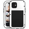 BoHuiTai Love Mei - Custodia protettiva per iPhone 12, resistente e robusta, con protezione integrale in alluminio e metallo, antiurto, con vetro temperato, colore: Bianco