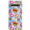 dakanna Custodia per [Samsung Galaxy S10 Plus (S10+)] Trasparente con Disegni [Pattern con Frasi in Stile Fumetto e Labbra Kapow] in Morbida Silicone TPU Flessibile, Shell Case Cover in Gel