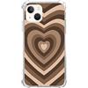 Veakgpligo Custodia a forma di cuore color caffè compatibile con iPhone 14 Plus, custodia a forma di cuore per ragazze, donne e uomini, custodia morbida in TPU