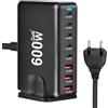 Suoxiom 600W Caricatore USB C Multiplo - Stazione di Ricarica USB Multipla GaN III Sicuro 8 Port, Caricabatterie Multi Portatile da Viaggio con PD 100W per Laptop/QC 30W, Stazione di Ricarica Rapido