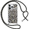 ZhuoFan Custodia con Cordino per iPhone 13 Pro Max 6,7, Trasparente Aesthetic Disegni Leopardo Cover con Collana, Morbido Telaio in Silicone TPU + Rigido PC Bumper Antiurto Case con Laccio, 05