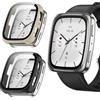 toergy Custodia toergy compatibile con AMAZFIT Active 2 / Active 2 Square - Design integrato per la massima protezione dello smartwatch, PC + schermo pellicola temperata, antigraffio, nero, bianco avorio