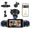 CAMECHO Dashcam Auto Anteriore Posteriore con 4 Telecamere FHD 1080P Grandangolare, 3 Pollici IPS Schermo 360° Dash Cam con WIFI APP visione notturna G-sensore 24H loop + Linea di Retromarcia