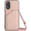 Paekear Custodia con Collana per OPPO A78 5G con Cordino e Porta Carte, Cover Portafogli di Pelle PU [Antiurto] [AntiGraffio] [Antiscivolo] con Cordino Case con Laccio Tracolla, Rosa