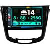 BXLIYER SXAUTO ¦ 8G+256G ¦ Android 14 IPS Autoradio Per Nissan X-Trail Qashqai J11 Rouge(2014-2018) - Senza fili Carplay & Android Auto - Camera + MIC - DAB Fast-boot Volante 360-CAM AHD - 2 Din 10.1 Pollici