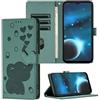 SEHEYA Cover Libro per Xiaomi Redmi Note 10 4G / Redmi Note 10S Custodia in Pelle PU Premium Portafoglio Goffrato Amore Cuore Elefante Motivo Flip Cellulare Case con Porta Carte Magnetica, Verde