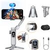AOCHUAN Gimbal per telefono a 3 assi, stabilizzatore con sensore di visione AI, gimbal portatile per iPhone/Android, luce di riempimento integrata, perfetto per TikTok e YouTube - Smart XPro AI Grigio