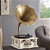 Artisam Giradischi in vinile con grammofono vintage, giradischi audio Bluetooth, giradischi da 7/9/12 con radio FM stereo e riproduzione USB per decorazioni domestiche e intrattenimento musicale (bianco)