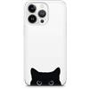 Generic Custodia per telefono per iPhone con simpatico gattino, adorabile regalo artistico felino, custodia per cellulare in bianco e nero (design 2; iPhone 13 Mini)