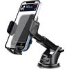 VEDA Supporto per telefono da auto, supporto per telefono cellulare per auto, cruscotto, parabrezza, supporto per telefono a ventosa per auto, universale, nero