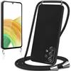 Knrlqim Cover per Samsung Galaxy A55 5G con Cordino Custodia con Laccio Collana Tracolla Collo Corda Regolabile Liquido Silicone Antiurto AntiGraffio Protettiva Case per Samsung A55 5G 6,5,Nero