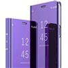 Ysnzaq Specchio Design Case per Samsung Galaxy S25+ / S25 Plus,Clear View Standing Cover Makeup Mirror Flip con Supporto Cover Antiurto Custodia per Samsung S25 Plus / S24 Plus. Mirror Purple