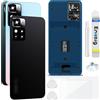 Enkeig Vetro Posteriore per Xiaomi Redmi Note 11 Pro+ Plus 5G, Nero | Qualità originale scocca vetro posteriore copribatteria back cover cover posteriore back glass con lente fotocamera kit.