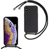 MBSLFY Cover per Cordino con Collana per iPhone XS Max, Custodia Silicone Morbido con Corda, Case Tracolla Silicone con Necklace Regolabile per iPhone XS Max, Nero