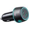 Joyroom Caricabatteria da auto Caricatore rapido 2x USB-C 70W con LED Nero
